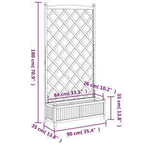 vidaXL Planter with Trellis Grey Solid Wood Fir