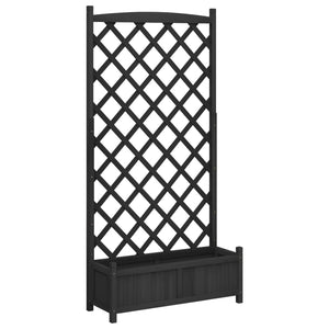 vidaXL Planter with Trellis Black Solid Wood Fir