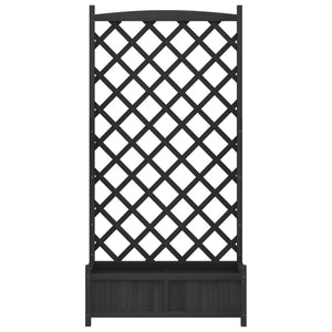 vidaXL Planter with Trellis Black Solid Wood Fir