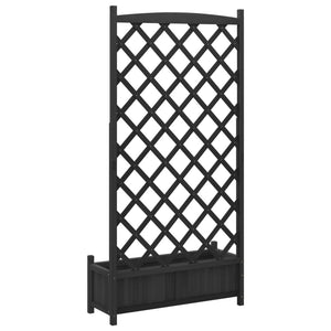 vidaXL Planter with Trellis Black Solid Wood Fir