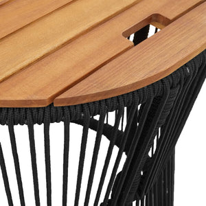 vidaXL Garden Side Tables 2 pcs with Wooden Top Black Poly Rattan