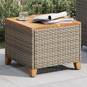 vidaXL Garden Table Grey 45x45x37 cm Poly Rattan Acacia Wood