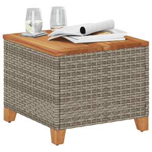 vidaXL Garden Table Grey 45x45x37 cm Poly Rattan Acacia Wood