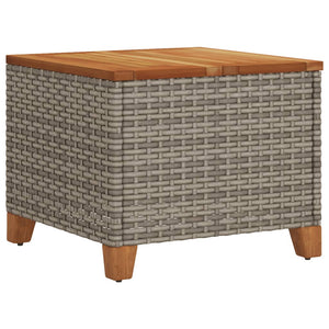 vidaXL Garden Table Grey 45x45x37 cm Poly Rattan Acacia Wood