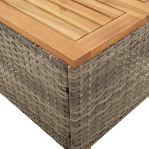 vidaXL Garden Table Grey 45x45x37 cm Poly Rattan Acacia Wood