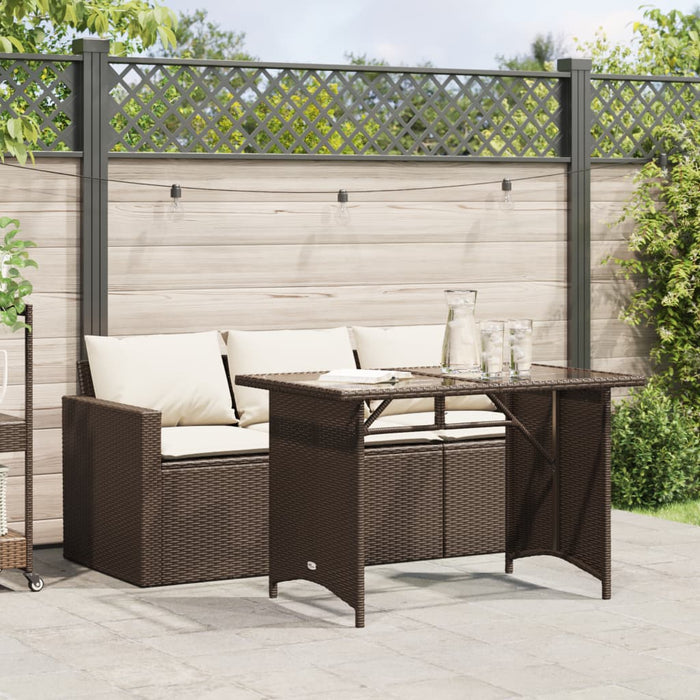 vidaXL 2 Piece Garden Dining Set with Cushions Brown Poly Rattan