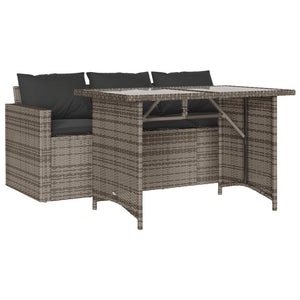 vidaXL 2 Piece Garden Dining Set with Cushions Grey Poly Rattan