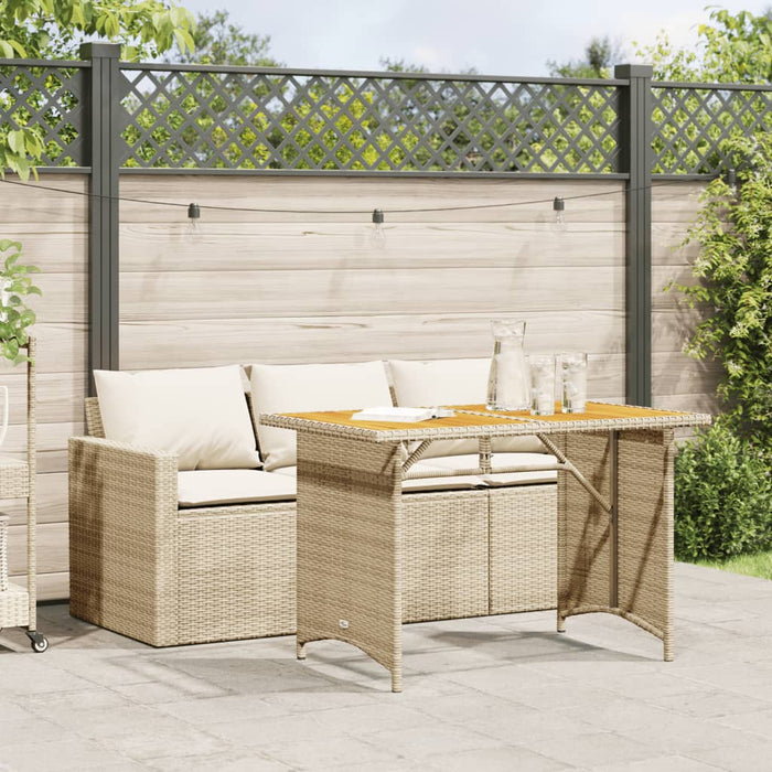 vidaXL 2 Piece Garden Dining Set with Cushions Beige Poly Rattan