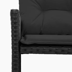 vidaXL Garden Sofa with Table and Cushions L-Shaped Black Poly Rattan