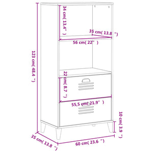 vidaXL Bookcase VIKEN White 60x35x123 cm Engineered Wood