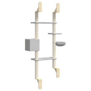 vidaXL Wall-mounted Cat Tree with Scratching Post Light Grey 180 cm