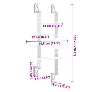 vidaXL Wall-mounted Cat Tree with Scratching Post Light Grey 180 cm