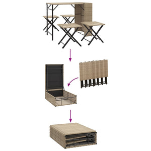 vidaXL 5 Piece Garden Dining Set Foldable Beige Poly Rattan