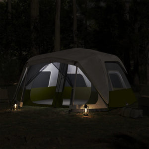 vidaXL Family Tent with LED 10-Person Light Green Quick Release