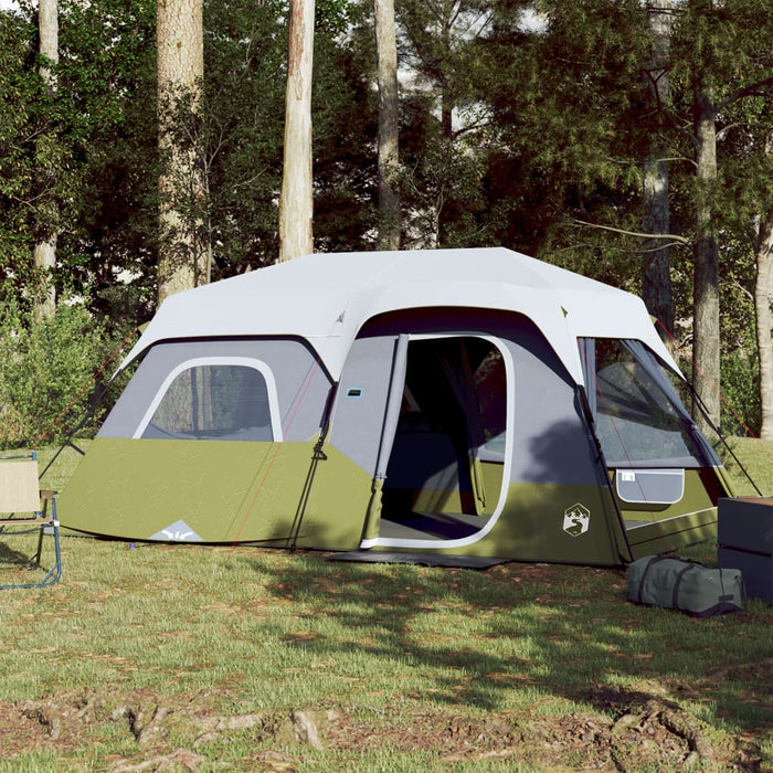 vidaXL Family Tent with LED 9-Person Light Green Quick Release