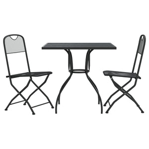 vidaXL 3 Piece Garden Dining Set Anthracite Metal Mesh