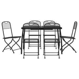 vidaXL 7 Piece Garden Dining Set Anthracite Metal Mesh