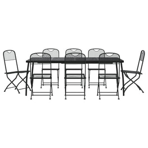 vidaXL 9 Piece Garden Dining Set Anthracite Metal Mesh