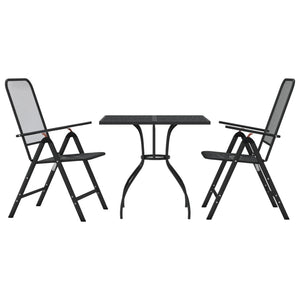 vidaXL 3 Piece Garden Dining Set Anthracite Metal Mesh