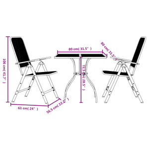 vidaXL 3 Piece Garden Dining Set Anthracite Metal Mesh