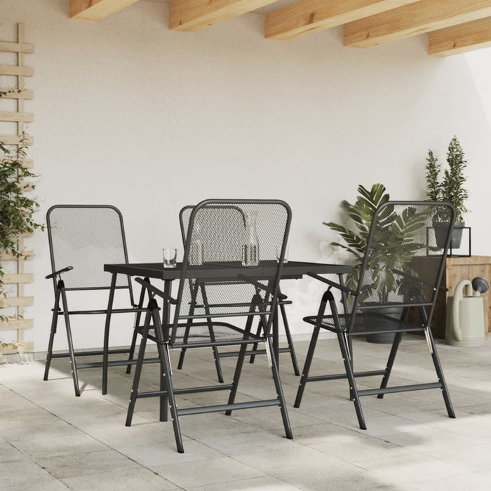 vidaXL 5 Piece Garden Dining Set Anthracite Metal Mesh