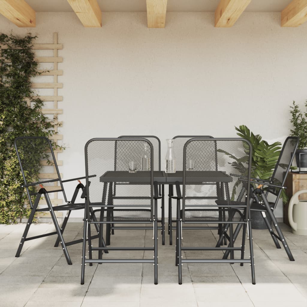 vidaXL 7 Piece Garden Dining Set Anthracite Metal Mesh