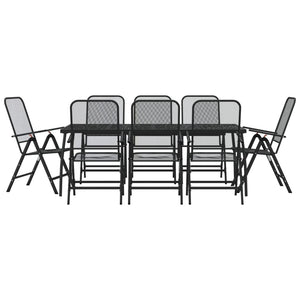 vidaXL 9 Piece Garden Dining Set Anthracite Metal Mesh