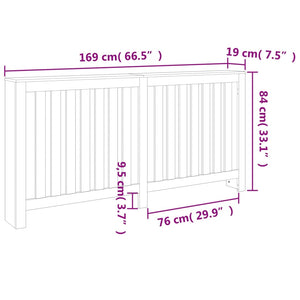 vidaXL Radiator Cover Wax Brown 169x19x84 cm Solid Wood Pine