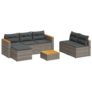 vidaXL 5 Piece Garden Sofa Set with Cushions Grey Poly Rattan Acacia