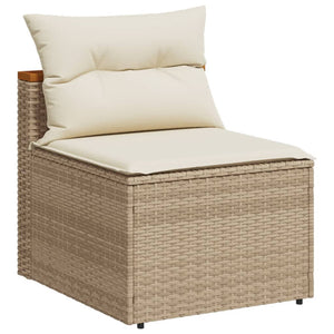 vidaXL 5 Piece Garden Sofa Set with Cushions Beige Poly Rattan Acacia