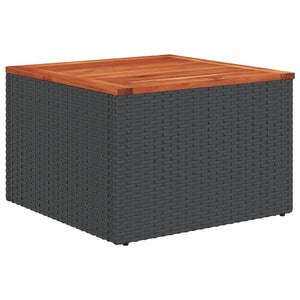 vidaXL Garden Table Black 55x55x37 cm Poly Rattan and Acacia Wood