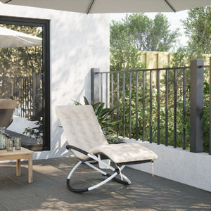 vidaXL Geometrical Sun Lounger with Cushion Black and Grey Steel