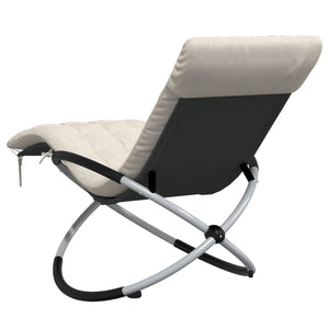 vidaXL Geometrical Sun Lounger with Cushion Black and Grey Steel