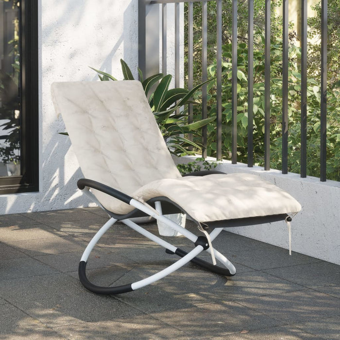 vidaXL Geometrical Sun Lounger with Cushion Black and Grey Steel