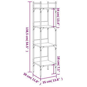 vidaXL Bookshelf 4-Tier Smoked Oak 35x30x138.5 cm Engineered Wood