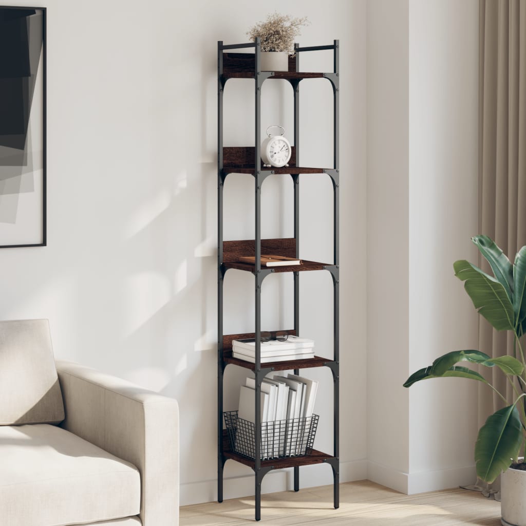 vidaXL Bookshelf 5-Tier Brown Oak 35x30x174 cm Engineered Wood