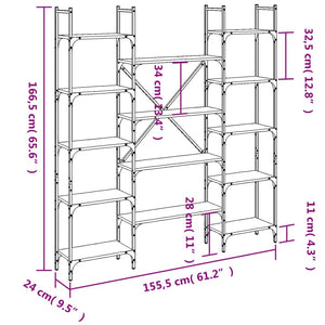 vidaXL Bookshelf Sonoma Oak 155.5x24x166.5 cm Engineered Wood