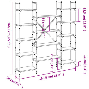 vidaXL Bookshelf Smoked Oak 155.5x24x166.5 cm Engineered Wood