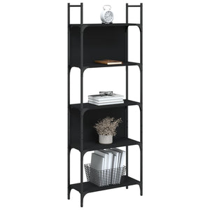 vidaXL Bookshelf 5-Tier Black 60.5x24x166.5 cm Engineered Wood