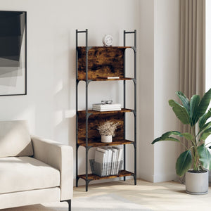 vidaXL Bookshelf 5-Tier Smoked Oak 60.5x24x166.5 cm Engineered Wood