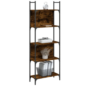 vidaXL Bookshelf 5-Tier Smoked Oak 60.5x24x166.5 cm Engineered Wood