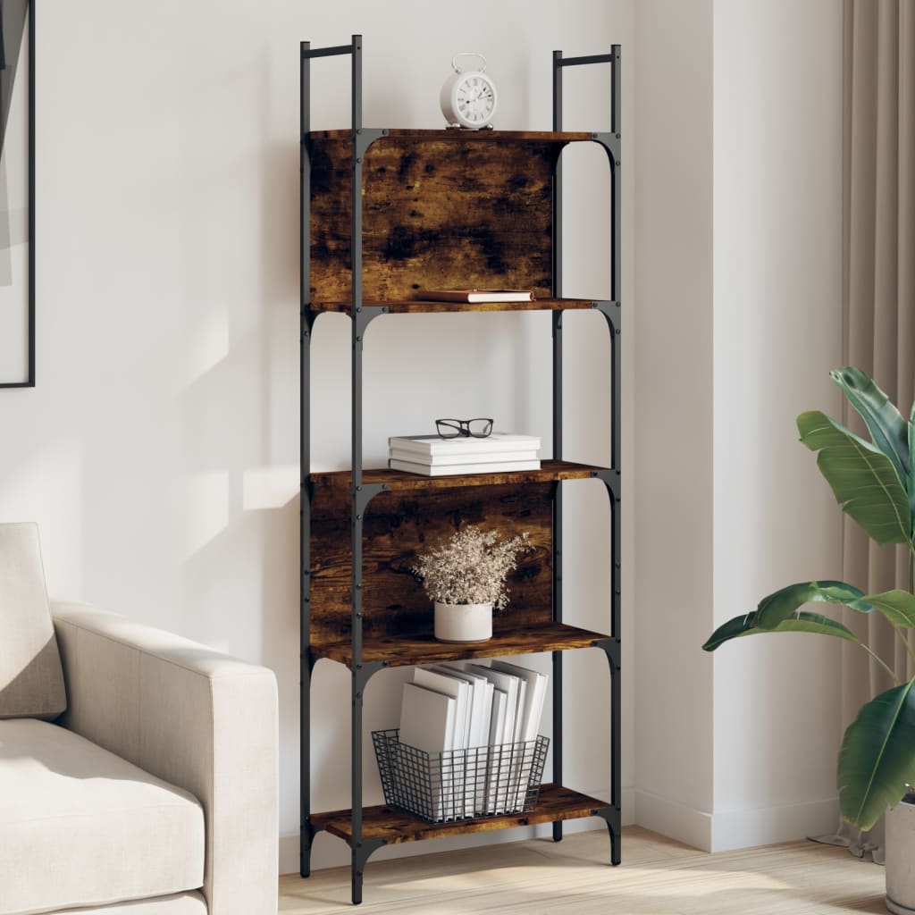 vidaXL Bookshelf 5-Tier Smoked Oak 60.5x24x166.5 cm Engineered Wood