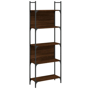 vidaXL Bookshelf 5-Tier Brown Oak 60.5x24x166.5 cm Engineered Wood