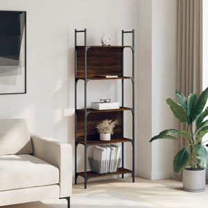 vidaXL Bookshelf 5-Tier Brown Oak 60.5x24x166.5 cm Engineered Wood