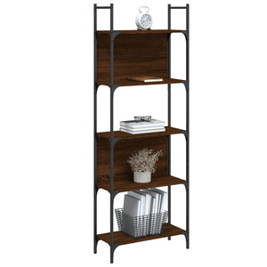 vidaXL Bookshelf 5-Tier Brown Oak 60.5x24x166.5 cm Engineered Wood