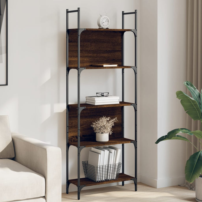 vidaXL Bookshelf 5-Tier Brown Oak 60.5x24x166.5 cm Engineered Wood