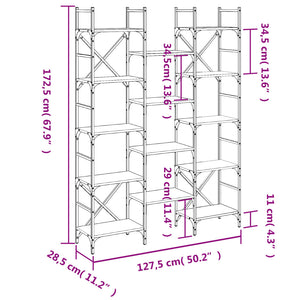 vidaXL Bookshelf Sonoma Oak 127.5x28.5x172.5 cm Engineered Wood