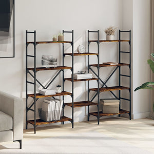 vidaXL Bookshelf Smoked Oak 160x28.5x136.5 cm Engineered Wood