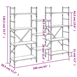 vidaXL Bookshelf Smoked Oak 160x28.5x136.5 cm Engineered Wood