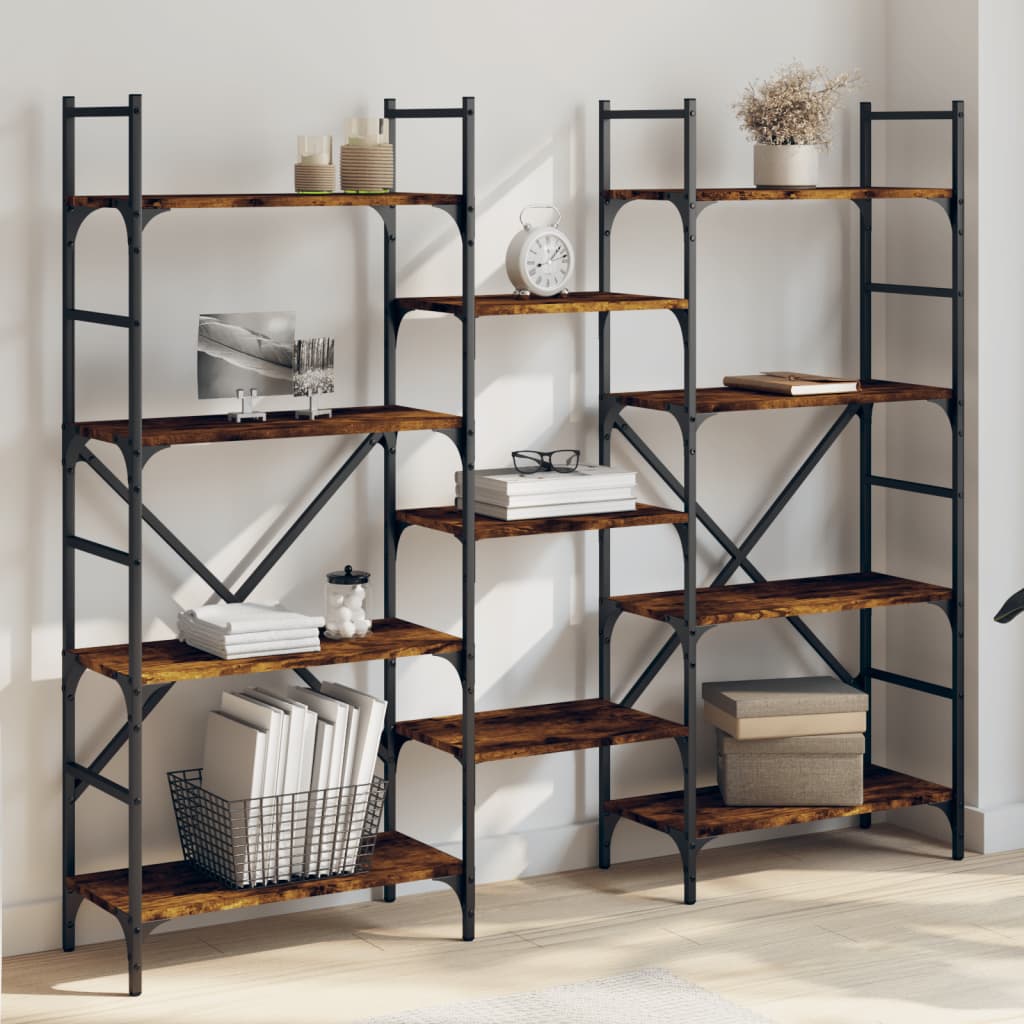 vidaXL Bookshelf Smoked Oak 160x28.5x136.5 cm Engineered Wood